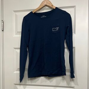 Vineyard Vines Dark Blue Long Sleeve with Whale Pocket